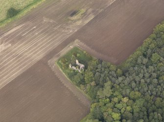 Oblique aerial view of Moncur Castle, taken from the SSW.