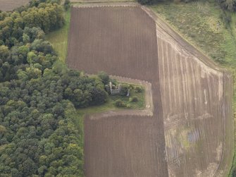 Oblique aerial view of Moncur Castle, taken from the ENE.