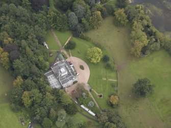 Oblique aerial view of Ballindean House, taken from the W.