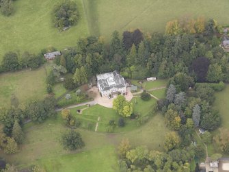 Oblique aerial view of Ballindean House, taken from the S.