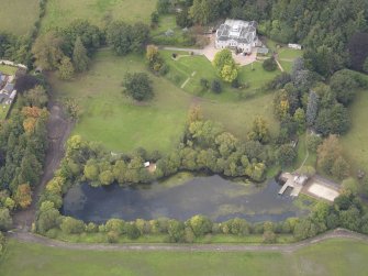 Oblique aerial view of Ballindean House, taken from the SE.