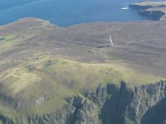 General oblique aerial view of Swey and Ward Hill, Fair Isle, looking SE.