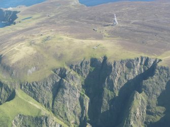 General oblique aerial view of Swey and Ward Hill, Fair Isle, looking SE.