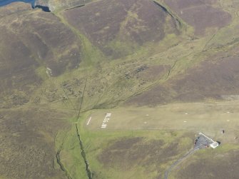 Oblique aerial view of Sukka Moor Airfield, Fair Isle, looking N.