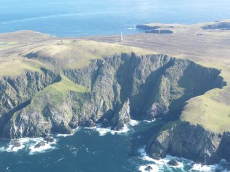 General oblique aerial view of Ward Hill, Fair Isle, looking SE.