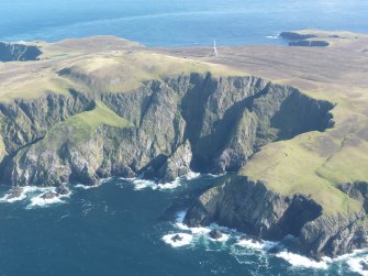 General oblique aerial view of Ward Hill, Fair Isle, looking SE.