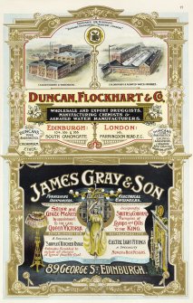 Advertisement for Duncan Flockhart & Co, 104,106, 108 Canongate, Edinburgh and James Gray & Son, 89 George Street, Edinburgh