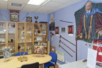 Interior. General view of library from open door.