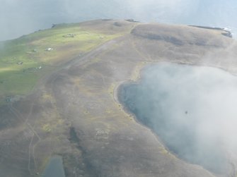 General oblique aerial view of Papa Stour Airfield, Papa Stour, looking SE.