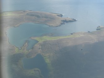 General oblique aerial view of Papa Stour, looking SE.