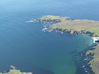 General oblique aerial view of The Garths, Unst, looking SE.