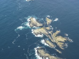 Oblique aerial view of North Unst Lighthouse, Muckle Flugga, Unst, looking NE.