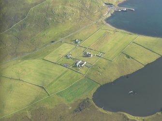 General oblique aerial view of Belmont House, Unst, looking SSE.