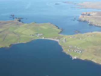 General oblique aerial view of Hillswick, looking W.