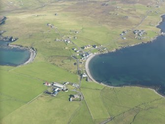 General oblique aerial view of Hillswick, looking NE.