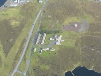 Oblique aerial view of the site of Lerwick Observatory, looking NE.