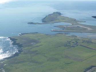 General oblique aerial view of Sumburgh Airport, looking SSE.