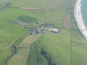 Oblique aerial view centred on Quendale Haa, looking ESE.