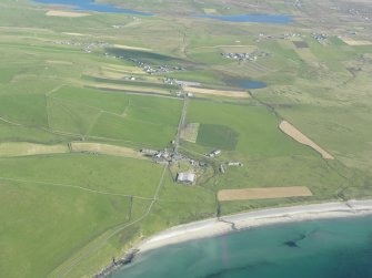 General oblique aerial view centred on Quendale Haa, looking N.