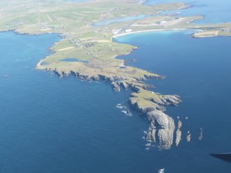 General oblique aerial view of Scat Ness, looking NE.