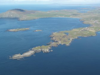 General oblique aerial view of Scat Ness, looking NW.