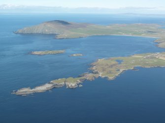 General oblique aerial view of Scat Ness, looking NW.