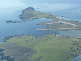 General oblique aerial view of Sumburgh, looking SSE.