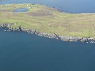 General oblique aerial view of Mid Breck, Whalsay Golf Course, looking W.