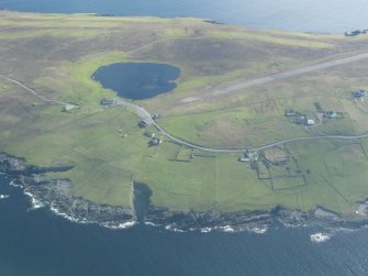 General oblique aerial view of Skaw, looking SE.