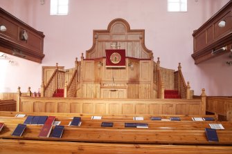 View of pulpit and precentor's desk.
