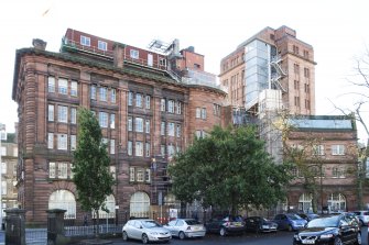 View of the north elevation of the Courier Building, taken from the grounds of the High School of Dundee