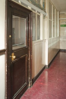 Interior. General view of new corridors and glass fronted offices.