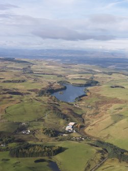 General oblique aerial view of Glenfarg Reservoir, taken from the S.