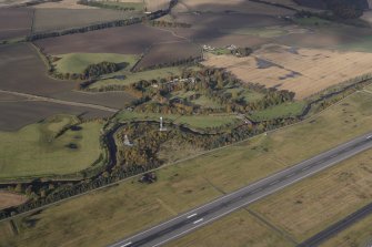 General oblique aerial view of Carlowrie Country House with the runway in the foreground, looking NNE.