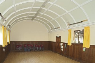 Interior. Main church hall, view from north east showing barrel roof