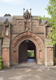 Entrance portico (gates open), view from east