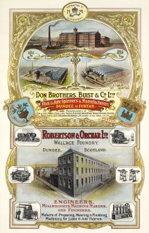Advertisement for Don Brothers, Buist & Co, Ward Mills, Dundee and Robertson & Orchar Ltd, Wallace Foundry, Dundee, Scotland