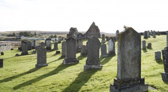 Exterior. General view looking across the burial ground to Sand of Udrigill chapel, taken from the south.