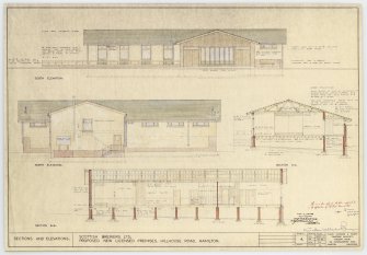 Elevations and section of proposed new licensed premises at Hillhouse Road