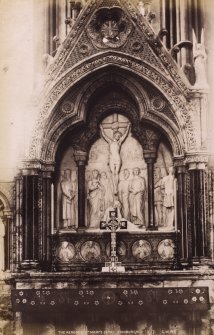 Edinburgh, Palmerston Place, St Mary's Cathedral.
Interior view from North.
Titled: 'The Reredos, St. Mary's Cath. Edinburgh, 3117. G.W.W.'
PHOTOGRAPH ALBUM N0.195: George Washington Wilson Album, p.58.

