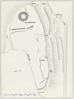 Inked plan (based on 1957 survey); broch and fort, Craig Hill.