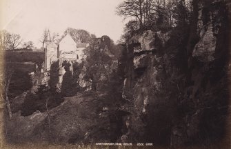 View of Hawthornden Castle from SW.
Titled: 'Hawthornden, near Roslin 3722 G.W.W.'
PHOTOGRAPH ALBUM NO 195: PHOTOGRAPHS BY G W WILSON & CO