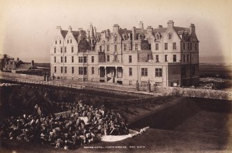 North Berwick, Marine Hotel. General view from SE.
Titled: 'Marine Hotel North Berwick, 1660 G.W.W.'
PHOTOGRAPH ALBUM No 195: PHOTOGRAPHS BY G W WILSON & CO. p.100.