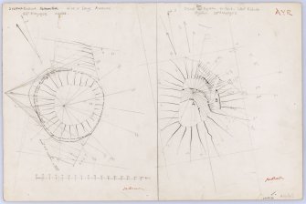 Plane-table surveys: dun at Boydston, earthwork at Kelburne Park.RCAHMS pencil plane table survey drawings.