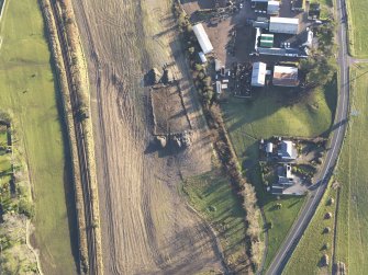 Oblique aerial view during excavation.