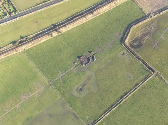 Oblique aerial view during excavation.