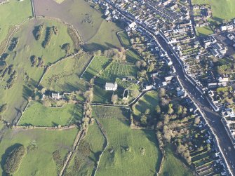 Oblique aerial view centred on Whithorn parish church, looking ENE.