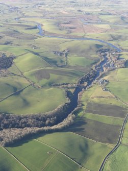 General oblique aerial view up the River Bladnoch, looking W.
