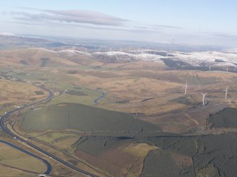 General oblique aerial view of the M74 at Crawford, looking NNW.