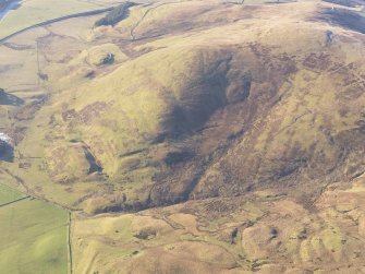 Oblique aerial view of the settlements and fort at Berries Burn and Richie Ferry, looking WSW.